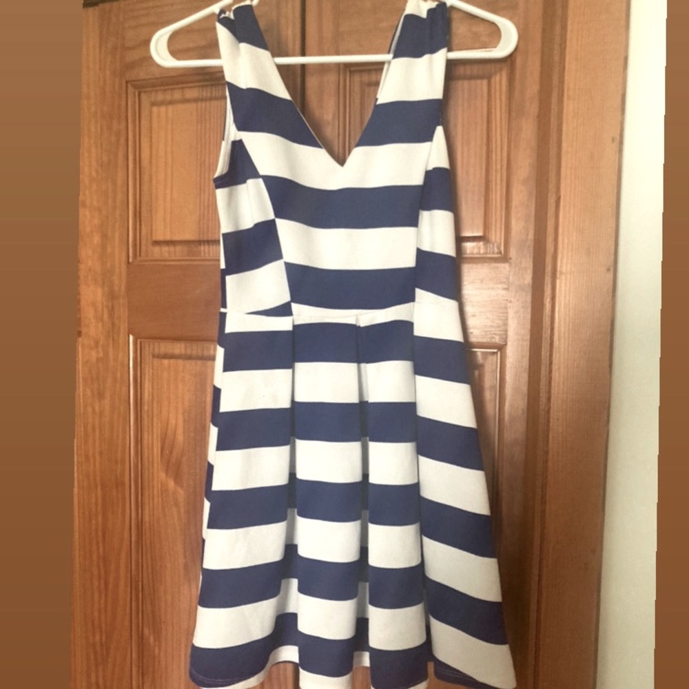 Blue and White Striped Boutique Dress